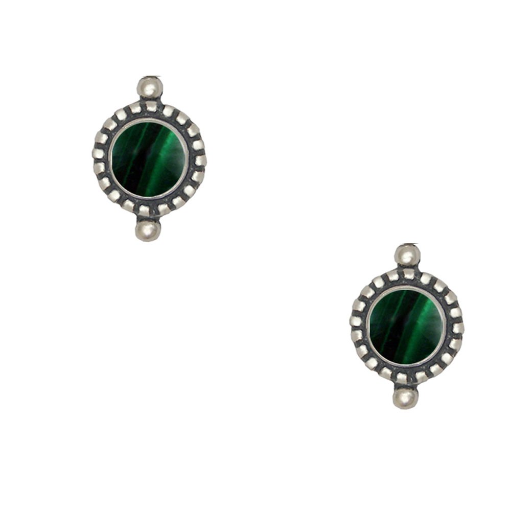 Sterling Silver Malachite Post Stud Earrings